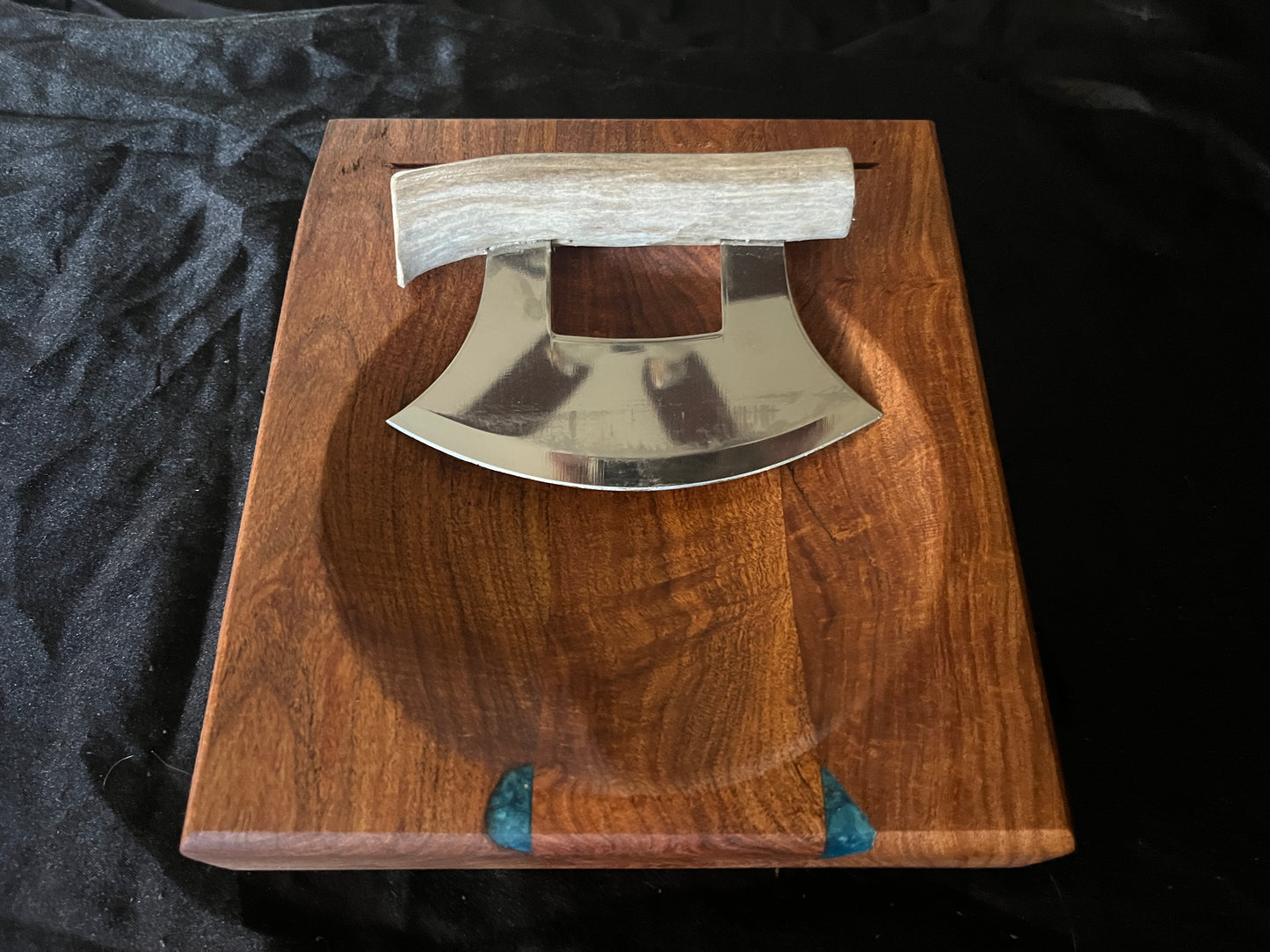 Mesquite with Epoxy  Ulu with knives
